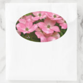 Sticker Ovale Presse de fleurs de bois de kousa rose (Sac)