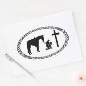 Sticker Ovale Prière Croix de cowboy style Euro (Enveloppe)