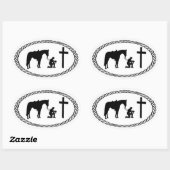 Sticker Ovale Prière Croix de cowboy style Euro (Feuille)