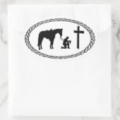 Sticker Ovale Prière Croix de cowboy style Euro (Sac)