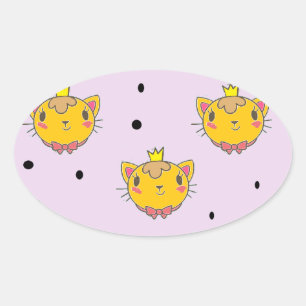 Sticker Ovale Princess kitty cat