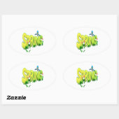 Sticker Ovale Printemps 3 (Feuille)