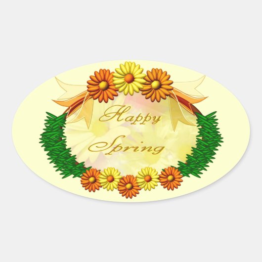 Sticker Ovale Printemps heureux (Devant)