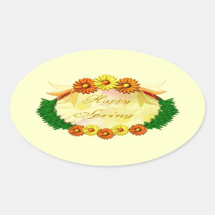 Sticker Ovale Printemps heureux
