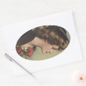 Sticker Ovale Profil de la femme de la casquette de graduation v (Enveloppe)