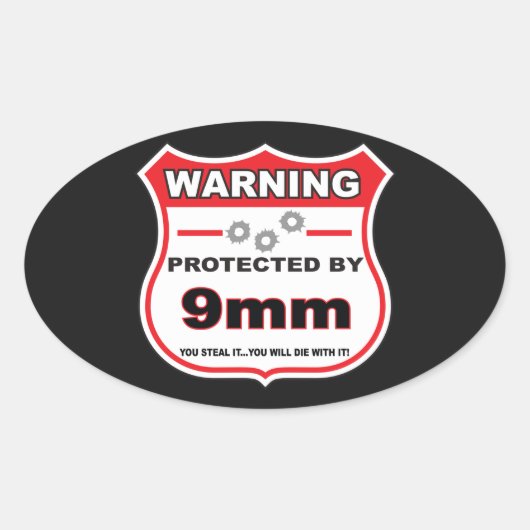 Sticker Ovale protégé par un bouclier de 9 mm (Devant)