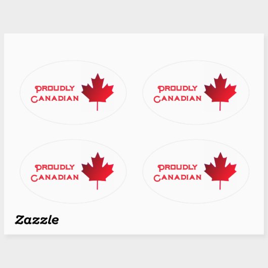 Sticker Ovale Proudly Canadian Patch (Feuille)