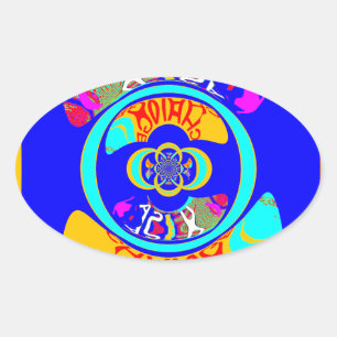 Sticker Ovale Psychedelic Groove : Pop Art Énergie Abstraite