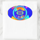 Sticker Ovale Psychedelic Groove : Pop Art Énergie Abstraite (Sac)