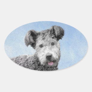 Sticker Ovale Pumi Peinture - Cute Original Chien Art