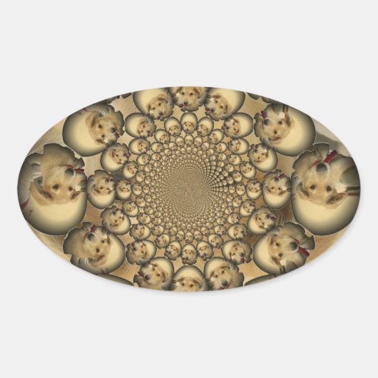 Sticker Ovale Puppy Kaleidoscope Art Print (Devant)