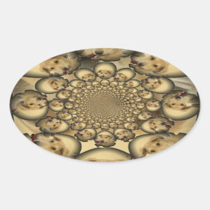 Sticker Ovale Puppy Kaleidoscope Art Print