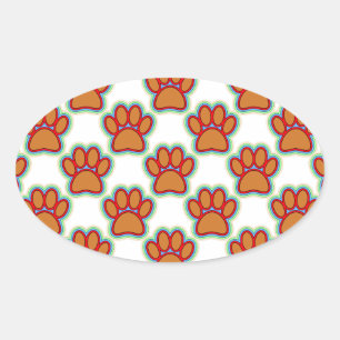 Sticker Ovale Puppy Paws