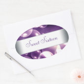 Sticker Ovale Purple Bubbles Envelope Seal Party Favoriser les É (Enveloppe)