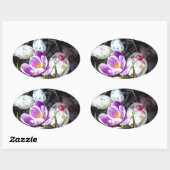 Sticker Ovale Purple Crocus et Floral Easter Eggs (Feuille)