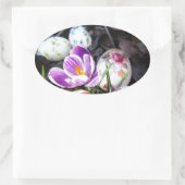 Sticker Ovale Purple Crocus et Floral Easter Eggs (Sac)