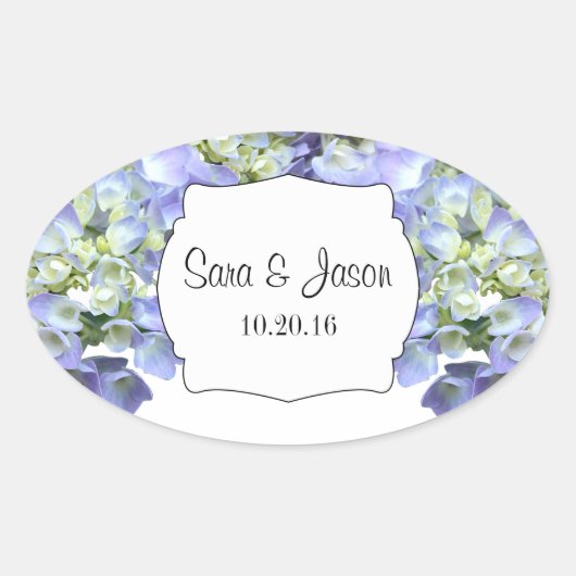 Sticker Ovale Purple hydrangea Mariage personnalisé (Devant)
