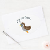 Sticker Ovale Q est pour Quail (Enveloppe)