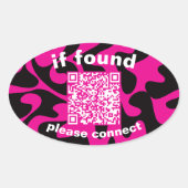 Sticker Ovale QR Code lime green cute lost found (Devant)