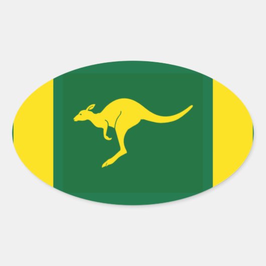 Sticker Ovale QUATRE couleurs australiennes Kangaroo (Devant)