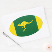 Sticker Ovale QUATRE couleurs australiennes Kangaroo (Enveloppe)