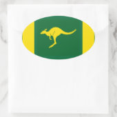 Sticker Ovale QUATRE couleurs australiennes Kangaroo (Sac)