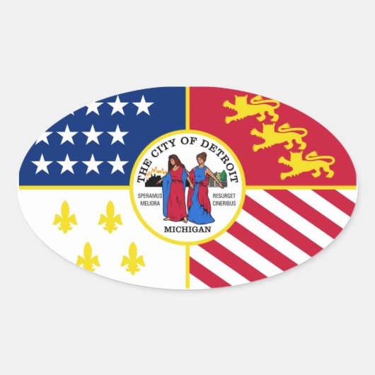 Sticker Ovale QUATRE Détroit (Devant)