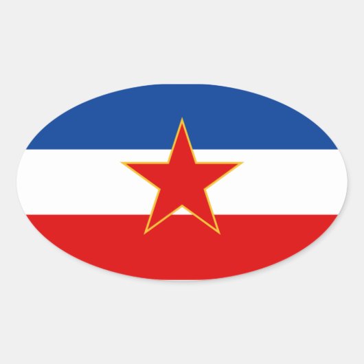 Sticker Ovale QUATRE Drapeau de Yougoslavie (1945-1992) (Devant)