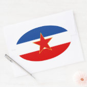 Sticker Ovale QUATRE Drapeau de Yougoslavie (1945-1992) (Enveloppe)