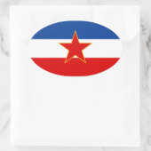 Sticker Ovale QUATRE Drapeau de Yougoslavie (1945-1992) (Sac)