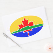 Sticker Ovale QUATRE Drapeau Thunder Bay (Enveloppe)