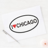 Sticker Ovale QUATRE "I [heart] Chicago" (Enveloppe)