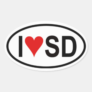 Sticker Ovale QUATRE "I [heart] SD"