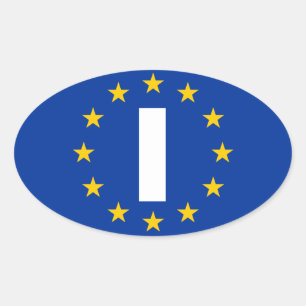 Sticker Ovale QUATRE Italie "je" drapeau d'Union européenne