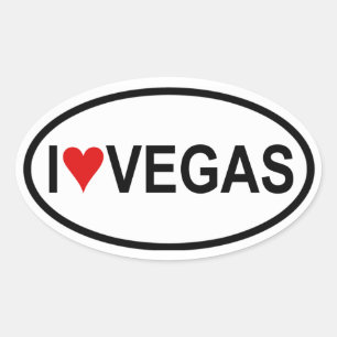 Sticker Ovale Quatre "je [coeur] Vegas