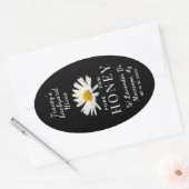 Sticker Ovale Queenline Jar White Daisy Flower Black Oval Étique (Enveloppe)