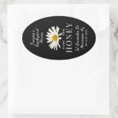 Sticker Ovale Queenline Jar White Daisy Flower Black Oval Étique (Sac)