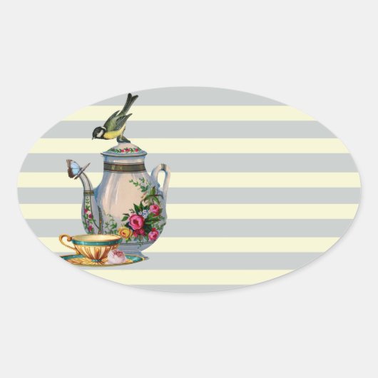 Sticker Ovale Quelqu'un pour le thé ? (Devant)