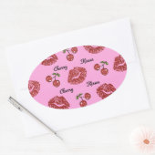 Sticker Ovale RAB Rockabilly Cherry Kisses on Pink (Enveloppe)