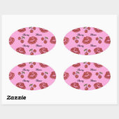 Sticker Ovale RAB Rockabilly Cherry Kisses on Pink (Feuille)
