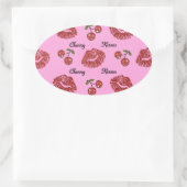Sticker Ovale RAB Rockabilly Cherry Kisses on Pink (Sac)
