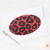 Sticker Ovale RAB Rockabilly Empreinte de léopard Rouge Noir (Enveloppe)