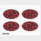 Sticker Ovale RAB Rockabilly Empreinte de léopard Rouge Noir (Feuille)