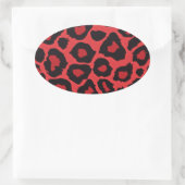 Sticker Ovale RAB Rockabilly Empreinte de léopard Rouge Noir (Sac)