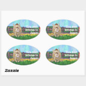 Sticker Ovale Rabbit Animal Parade écrire des trucs (Feuille)