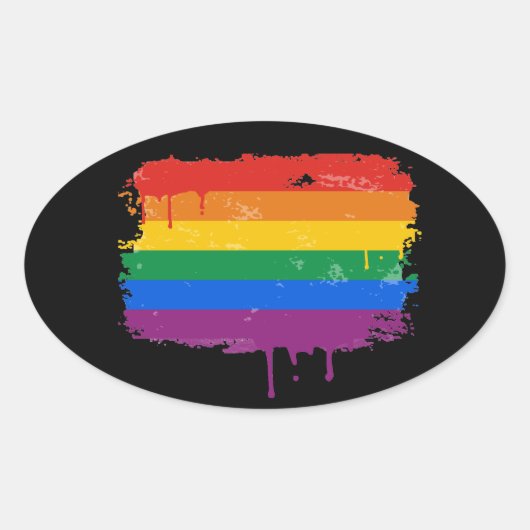 Sticker Ovale RAINBOW DRIP - .png (Devant)