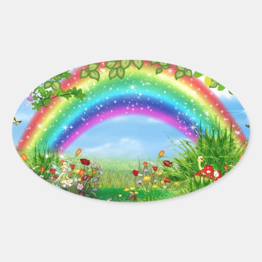 Sticker Ovale Rainbow fantasy (Devant)