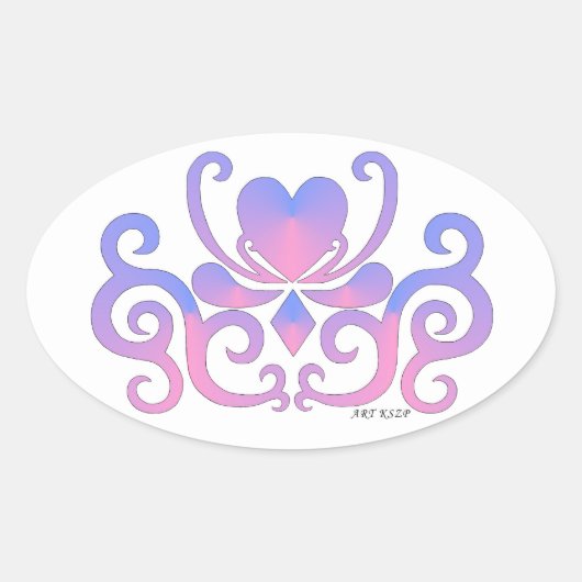 Sticker Ovale Rainbow Lily and Heart (Devant)