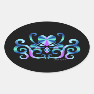 Sticker Ovale Rainbow Lily and Heart