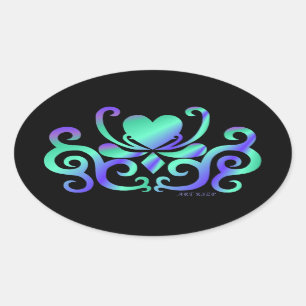 Sticker Ovale Rainbow Lily and Heart